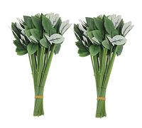 Remingtape 100 unidades de tallos artificiales de rosas falsas para manualidades hechas a mano, ramo de hojas,
