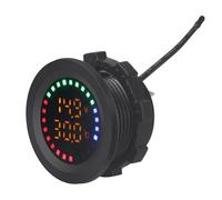 Remingtape 12-24 V Coche Redondo Pantalla Color Temperatura Voltímetro Prueba de Voltaje Automática Doble Pantalla Digital Medición para Moto RV