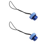 Remingtape 2 válvulas de botella DIN para buceo, 5/8-14 , tapón antipolvo para depósito, color azul