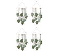 Remingtape 4 hojas de macramé para colgar en la pared, decoración del hogar, decoración del hogar, decoración de boda, color verde