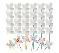 Remingtape 48 unidades de molinillos de viento para manualidades, blancos, vacíos, de papel, para colorear tus propios molinillos de viento para actividades de verano con niños