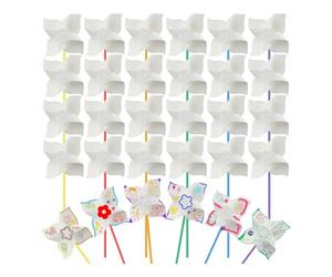 Remingtape 48 unidades de molinillos de viento para manualidades, blancos, vacíos, de papel, para colorear tus propios molinillos de viento para actividades de verano con niños
