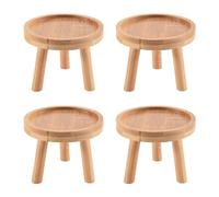Remingtape 4X Soporte para Plantas de Madera, Soporte para Macetas, Taburete Alto, Taburete Alto, Balcón, Suculento, Estante Redondo para Flores para Interiores Y Exteriores