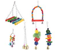 Remingtape 6 Paquete de Juguete Columpio Loro Colgante Estera Campana Juguete Para Periquitos, Periquitos, Ninfas, Conures Y
