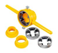 Remingtape 6 piezas PVC roscadora de roscas redondas para PVC metal amarillo con terraja 1/2, 3/4, 1, cortador de roscas reutilizable de PVC para tuberías de plomería