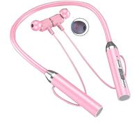 Remingtape Auriculares inalámbricos Bluetooth tipo nuca estéreo supresión de ruido universal tarjeta de enchufe deportivo micrófono auricular rosa
