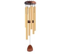 Remingtape Campana de viento de aluminio, 6 varillas, campana, decoración del hogar, manualidades, exterior, jardín, dorado