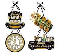 Remingtape Cartel de feliz año , 4 piezas, colgador de puerta, año , decoración de puerta, letrero, de Año , placa colgante, duradera, fácil de usar