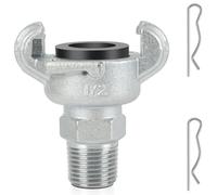 Remingtape - Conector de manguera Chicago Air Fitting 1/2, conexiones de manguera de aire con rosca exterior NPT, acoplamiento universal 0,5 con 2 ojales