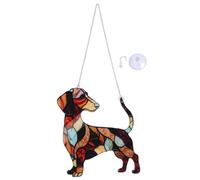 Remingtape Cortina para ventana de perro salchicha, regalo para los amantes de los perros, perro salchicha de acrílico para ventana, regalo para los amantes del perro salchicha B