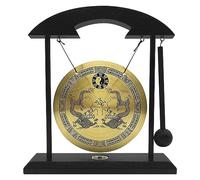 Remingtape Gong de escritorio - Feng Shui Latón Gong de Escritorio Objeto de Escritorio con Soporte y Mazo, Decoración China Fina, Fácil de Operar, Doble Dragón
