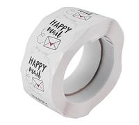 Remingtape Happy Mail Gracias-Roll Pegatinas para Embalaje Sellado Tarjetas de felicitación Sobre Sello Bolsa 1 Redondo 500 Pegatinas