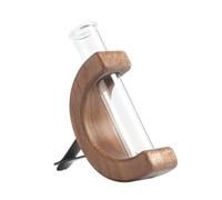 Remingtape Jarrón de flores en el coche, soporte de clip de cristal para plantas frescas, rejilla de ventilación de coche, decoración de madera