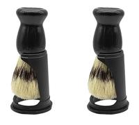 Remingtape Juego de 2 cepillos de barba de cerdas de cerdo blandas, herramienta de afeitar de peluquería para hombre, juego de soporte para barba