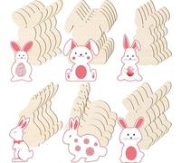 Remingtape Juego de 72 piezas de corte de conejo de madera, sin pintar, discos en forma de conejo, para colgar, adornos, juego de etiquetas para manualidades