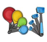 Remingtape Juego de tazas de medición de silicona plegables y cucharas medidoras,Cuchara dosificadora para cocinar y hornear