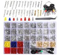 Remingtape Juego profesional de 950 pines de terminal automotriz, conectores macho y hembra engarzados de 1 a 3,5 mm, con herramientas de eliminación de juntas de alambre