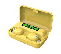 Remingtape Mini auricular con micrófono, auriculares in-ear inalámbricos, IPX7, resistentes al agua, pantalla LED, auriculares inalámbricos para ciclismo, color amarillo
