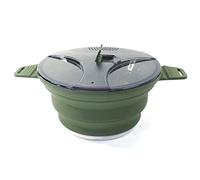 Remingtape Olla plegable para exteriores, silicona, senderismo, olla, olla de picnic portátil, acero inoxidable, estufa de camping, verde