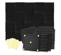Remingtape Pack de 24 paneles de espuma acústica, 1 x 12 x 12, placas de cuña con cancelación de ruido para estudio de grabación