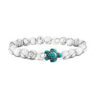 Remingtape Pulsera de piedra natural para parejas en tamaño elástico adecuado para la pulsera elástica C de hombres y mujeres