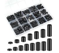 Remingtape Separadores de nailon, arandelas de plástico, juego de 345 unidades, separadores de enchufes eléctricos con tornillos, M3, negro, juego de espaciadores redondos