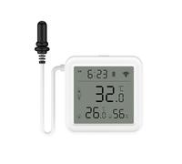 Remingtape Tuya Home WiFi Sensor de temperatura y humedad con sonda externa de 1 m, pantalla remota de aplicación para medición de temperatura y humedad