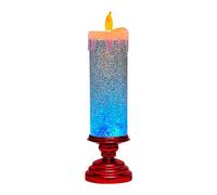 Remingtape Velas de Navidad LED que cambian de color, vela de agua LED con purpurina, sin llama, iluminación de vela LED, escritorio, mesa, duradera, fácil de usar, 27,5 x 8 cm, color rojo