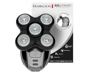 Remington Afeitadora Cabeza Hombre 5 cabezales: afeitado en 2 min Ultimate Series RX5 apura hasta 0,2 mm, autonomía de 50 min, resistente al agua, cuchillas flexibles, neceser de viaje XR1501