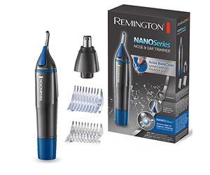 Remington Cortapelos Nariz y Orejas Nano Series - Recortador Pelos Nariz, Orejas y Cejas, Recortador Vertical, Cabezal de Corte Rotativo, 2 Peines, Resistente al Agua - NE3850