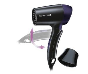 Remington D2400 Secador de Pelo de Viaje, Plegable, Concentrador, 1400 W, Voltaje Universal, Negro y Morado