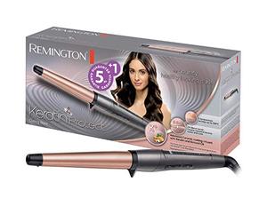 Remington Rizador de Pelo Keratin Protect, Queratina y Aceite Almendras, Ondulador de Pelo con Barril de 19-28 mm, Cerámica, 5 Temperaturas hasta 210°C, Digital, CI83V6, Negro, Rose Gold