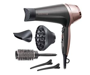 Remington Secador de Pelo Curl & Straight Confidence, 2 en 1 Alisa y Riza, Iónico, 2200 W, 2 Concentradores, 1 Difusor y Cepillo de Barril, 3 Temperaturas, 2 Velocidades, Color Negro Y Rosa, D5707
