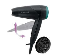 Remington Secador de Pelo Pequeño Compacto, Secador de Viaje, 2000W, Plegable, Ideal Gimnasio, Concentrador, Difusor Compacto, Caudal 60km/h, 3 Temperaturas, 2 Velocidades, Gancho Para Colgar - D1500