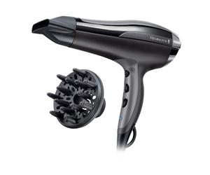Remington Secador de Pelo Pro-Air Turbo, Iónico, Cabello Sin Encrespamiento, 2400 W, Concentrador y Difusor, 3 Temperaturas, 2 Velocidades, Función Turbo, Rejilla Trasera Desmontable, Negro, D5220