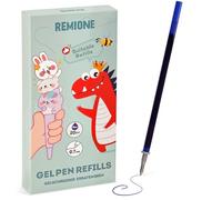 Remione 20x Recambios Boligrafos Gel, Compatibles con Legami - Bolígrafo de gel antiestrés - Squeezies, Punta de 0,7mm, Altura 11cm [20 Azul]