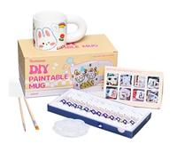 Remione Tazas Para Pintar, Pinta Tu Propia Taza, Pintar Tazas De Ceramica Kit, 12 Pinturas De Cerámica, Pinceles, Mini Paleta, Manual, Kit De Pintura De Tazas Para Adultos y Niños (Mugx1)