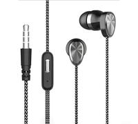 RemixAst Auriculares intrauditivos con conector jack de 3,5 mm, reducción de ruido con graves pesados para viajes de música, diseño ergonómico, varios tamaños, color gris (negro)