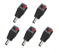 RemixAst Conector de alimentación CC de 5,5 x 2,1 mm, enchufe de montaje en panel, sin terminal de tornillo para cámara CCTV, tira LED, para aleación negra, 40 W máximo (macho)