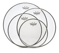 Remo Emperor Tom Pack de 4 piezas, 10, 12, 14, 16 pulgadas, transparente