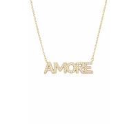 Remo Gammella Collar de mujer con circonitas de plata 925 - Collar personalizado con inscripción "Love" - Idea regalo para ella (San Valentín, aniversario, cumpleaños), 40 cm, Plata esterlina, No