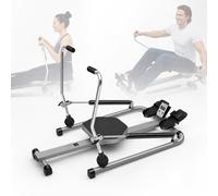 Remo hidráulico de apartamento, aparato de culturismo cardio en casa con pantalla LCD, brazo de movimiento 360°, doble cilindro silencioso, remo de apartamento plegable carga máxima 120 kg