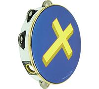 Remo Pandereta, 6 pulgadas de diámetro, 6 pares de cascabeles x 1 fila, gráfico de cruz dorada