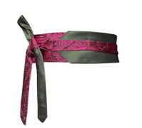 Remo Sartori - Cinturón de obi, bufanda y corbata con fantasía en pura seda, talla única, para mujer, Verde, Talla única