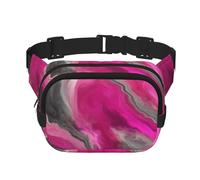 Remolino artístico Fluido en Tonos Joya, Magenta, Negro y Gris,Riñonera Cuadrada de Doble Capa, Bolso de Viaje, Bolso Informal para el Pecho.