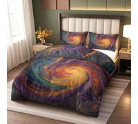 Remolino Cósmico Juego de Cama 155x200cm,Espiral Galáctica Ropa de Cama, Cielo Estrellado Colorido Microfibra Suave y Confortable con 2 Fundas de Almohada de 50 x 75 cm
