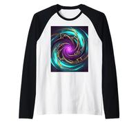 Remolino Mágico Abstracto Energía Trabajo Púrpura Fantasía Arte Portal Camiseta Manga Raglan