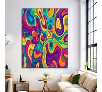 Remolino Psicodélico Lienzo Arte Pared, Cuadros En Lienzo De Espiral Abstracta, Arte Mural En Morado Oscuro, Lienzos Decoración Para Salón Despacho Entrada Cafetería, Sin Marco, 50X70Cm