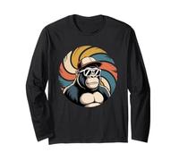 Remolino Retro Gorila Gafas Espalda Plateada Gorilas Manga Larga