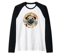Remolino Retro Pug Gafas de Sol Carlinos Chinos Camiseta Manga Raglan